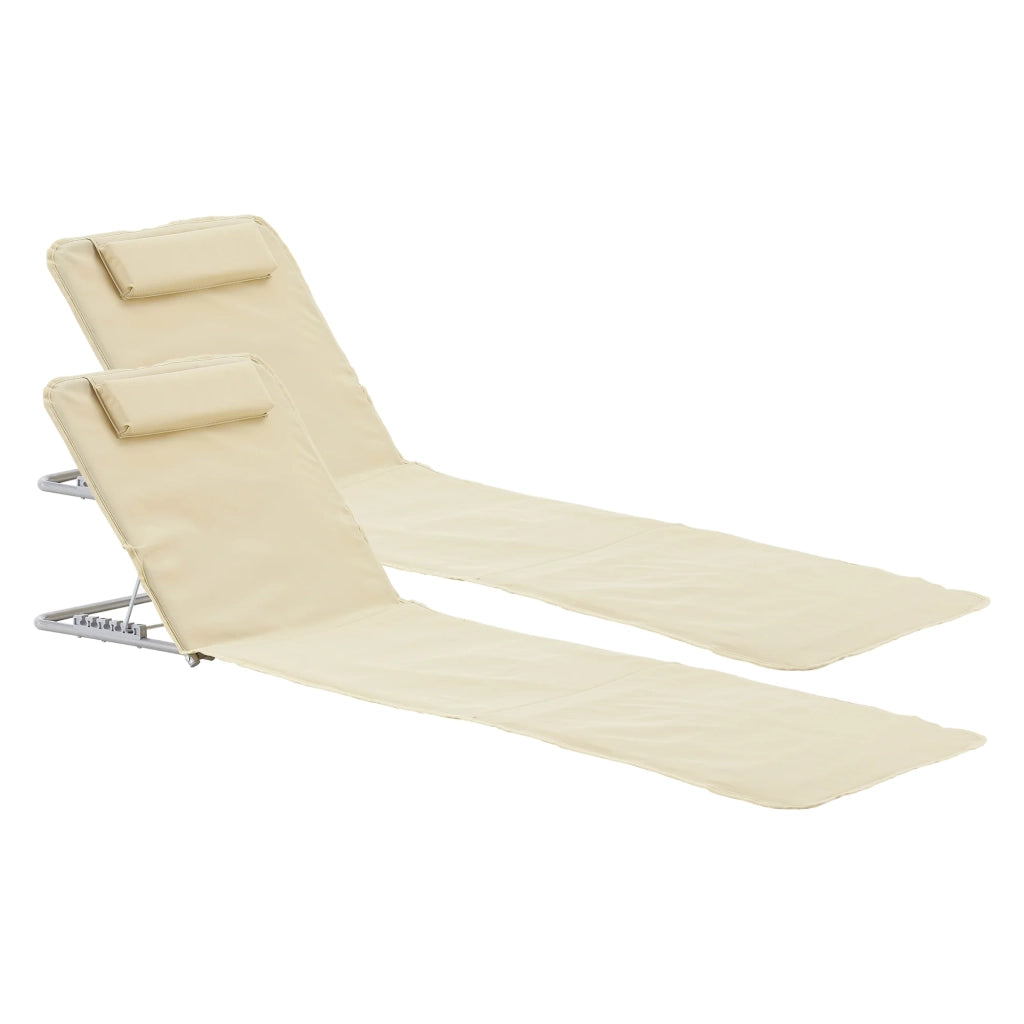 Set di 2 materassini da spiaggia con schienale reclinabile 160 x 49 cm beige 03_0009727