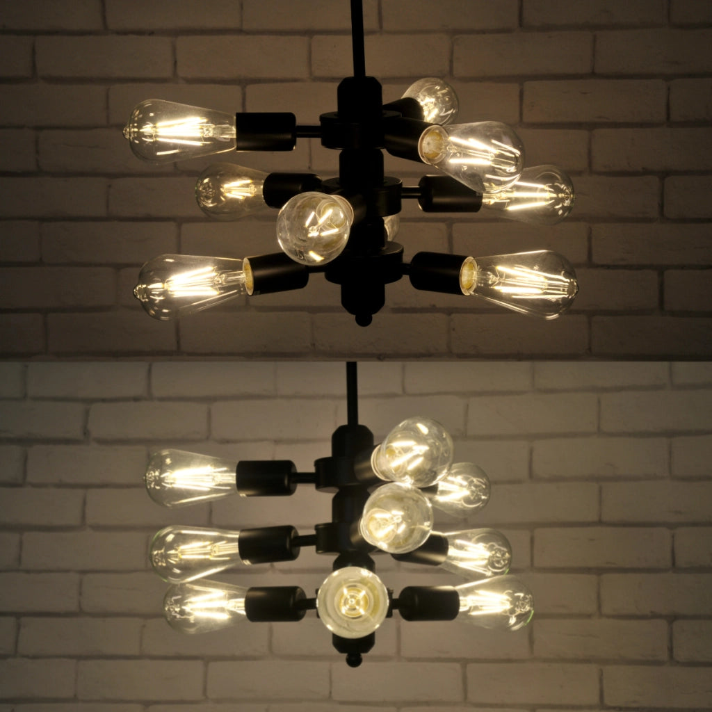 Lampadario Polux Orebro nero metallo 9xE27 Ø25cm IP20
