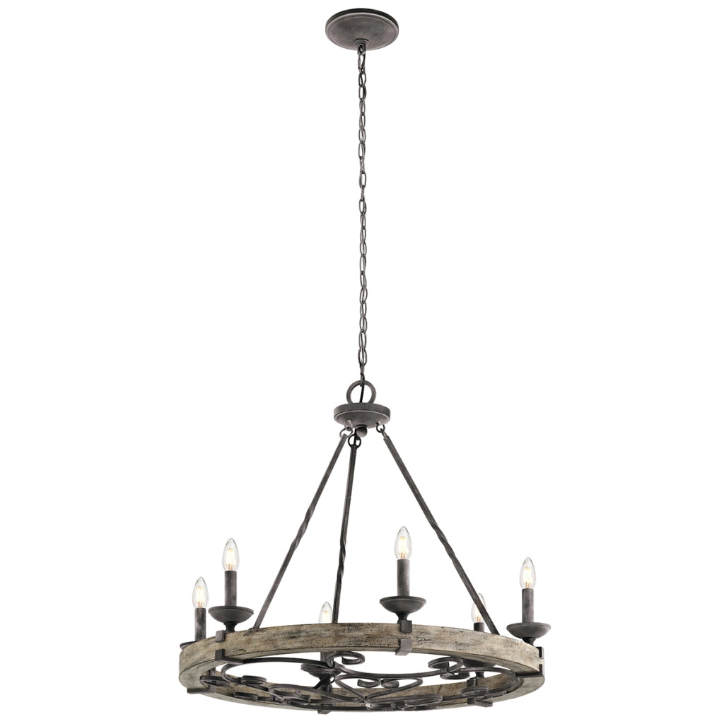 Lampadario Taulbee medioevale zinco anticato 6xE14 Kichler