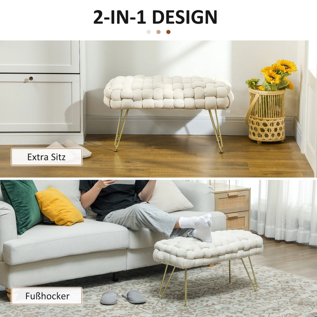 Pouf imbottito con gambe in metallo ¨C zephmum ¨C crema