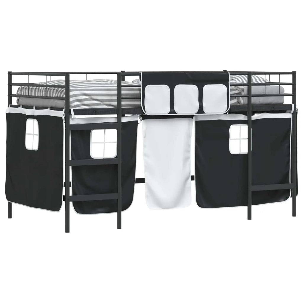 Struttura del Letto Loft per Bambini con Tendine-Giroletto per bambini Nero 411678
