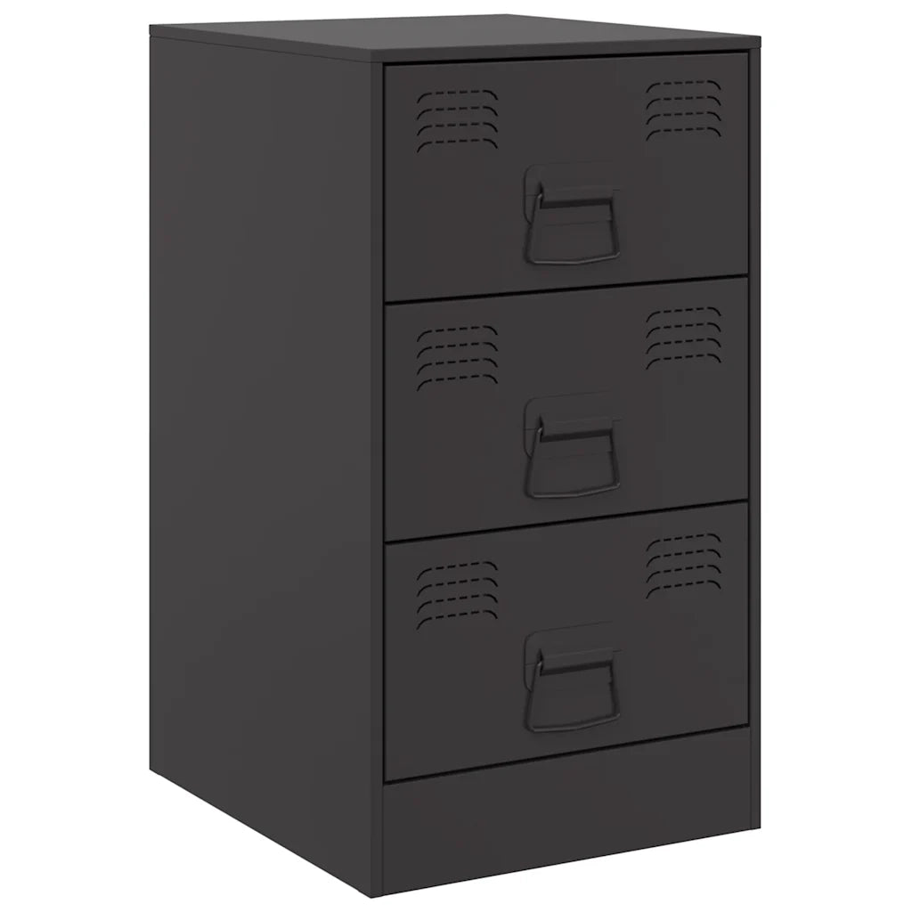Set di 2 Comodini | Armadio da Notte | Mobiletto da notte Neri 34,5x39x62 cm in Acciaio
