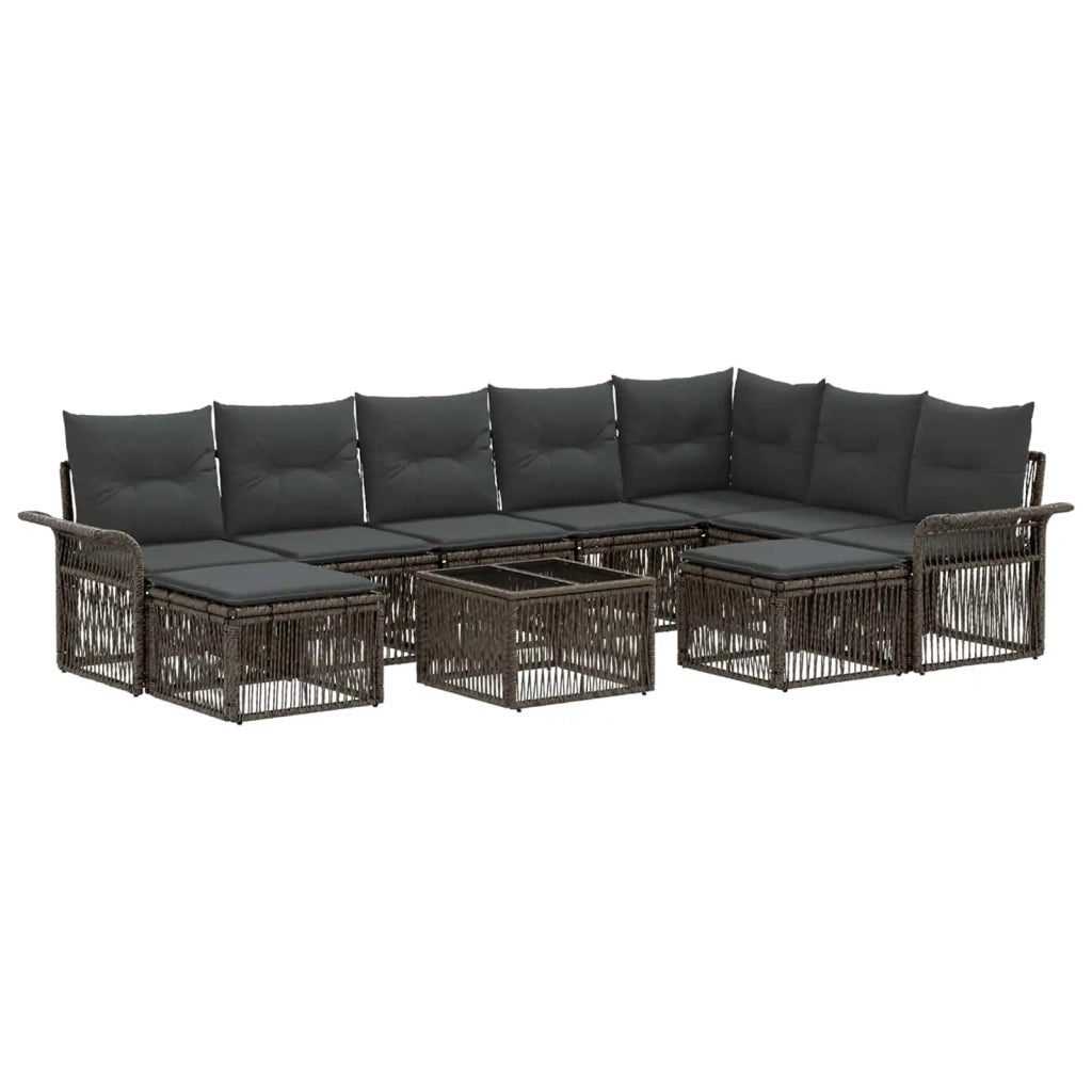 Set Divano da Giardino 10 pcs Grigio e Grigio Scuro polyrattan 3435020
