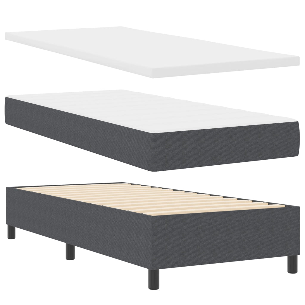 Letto con Box Spring e Materasso Grigio Scuro 100x200 cm Tessuto in Corduroy