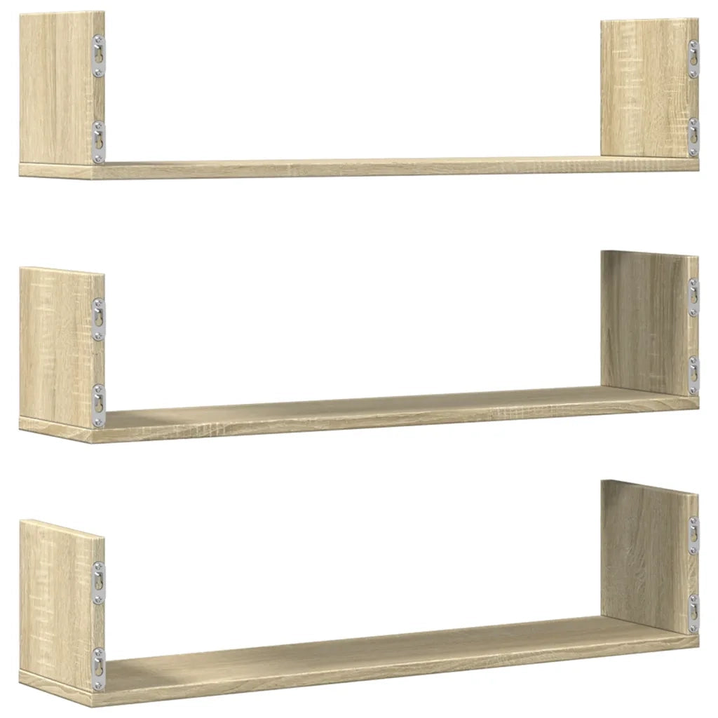 Mensole a Parete 3pz Rovere Sonoma 80x18x18 cm in Truciolato 853292