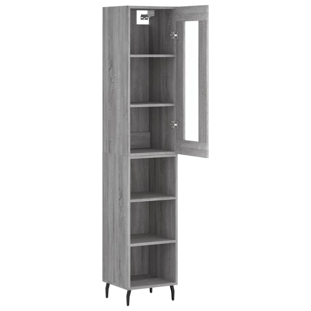 Buffet credenza cassettiera armadio mobile contenitore organizer cucina soggiorno salotto rovere Sonoma alto 34,5 x 34 x 180 cm legno ingegnerizzato grigio 02_0035213
