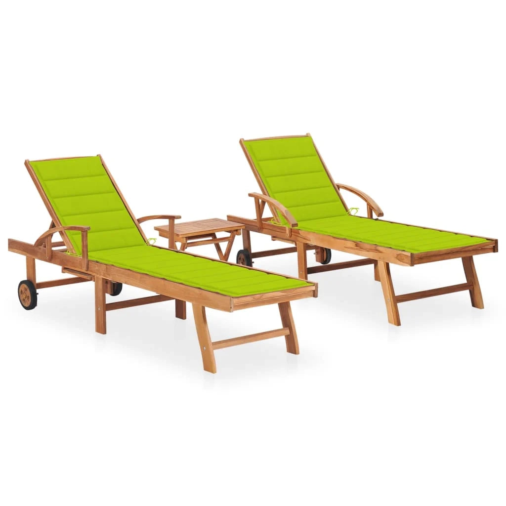 Set di 2 lettini prendisole sedie a sdraio lettini prendisole lettini da giardino mobili da giardino con tavolo e cuscini legno massello di teak 02_0012084