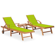 Set di 2 lettini prendisole sedie a sdraio lettini prendisole lettini da giardino mobili da giardino con tavolo e cuscini legno massello di teak 02_0012084