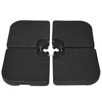 Base per Ombrellone Set 4 Pezzi in HDPE Riempibile con Acqua o Sabbia, 104x104x7.5 cm, Nera