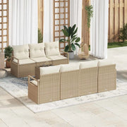 Set di divani 8 pcs Beige e Crema polyrattan