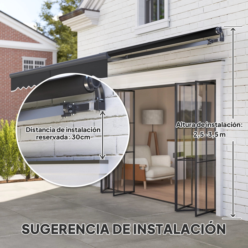 Toldo Retrattile per Giardino e Terrazzo ¨C zephmum ¨C Grigio Scuro 296x250 cm