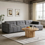 Tavolino da caff¨¨ rotondo ? 80 cm in MDF marrone con base scanalata