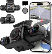 Dual Dashcam per Auto - Camere per Auto Anteriore e Posteriore - Full HD - Visibilità Notturna - Sensore di Movimento - Obiettivo con Angolo di Campo Ampio - Modalità di Parcheggio - Registrazione Continua - Supporto per Carta di Memoria SD