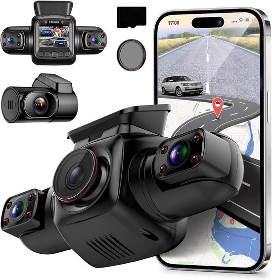 Dual Dashcam per Auto - Camere per Auto Anteriore e Posteriore - Full HD - Visibilità Notturna - Sensore di Movimento - Obiettivo con Angolo di Campo Ampio - Modalità di Parcheggio - Registrazione Continua - Supporto per Carta di Memoria SD