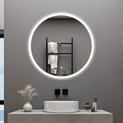 AICA Specchio da bagno 90 x 90 cm, 3 colori, antiappannamento, dimmerabile, interruttore touch, Funzione Memoria