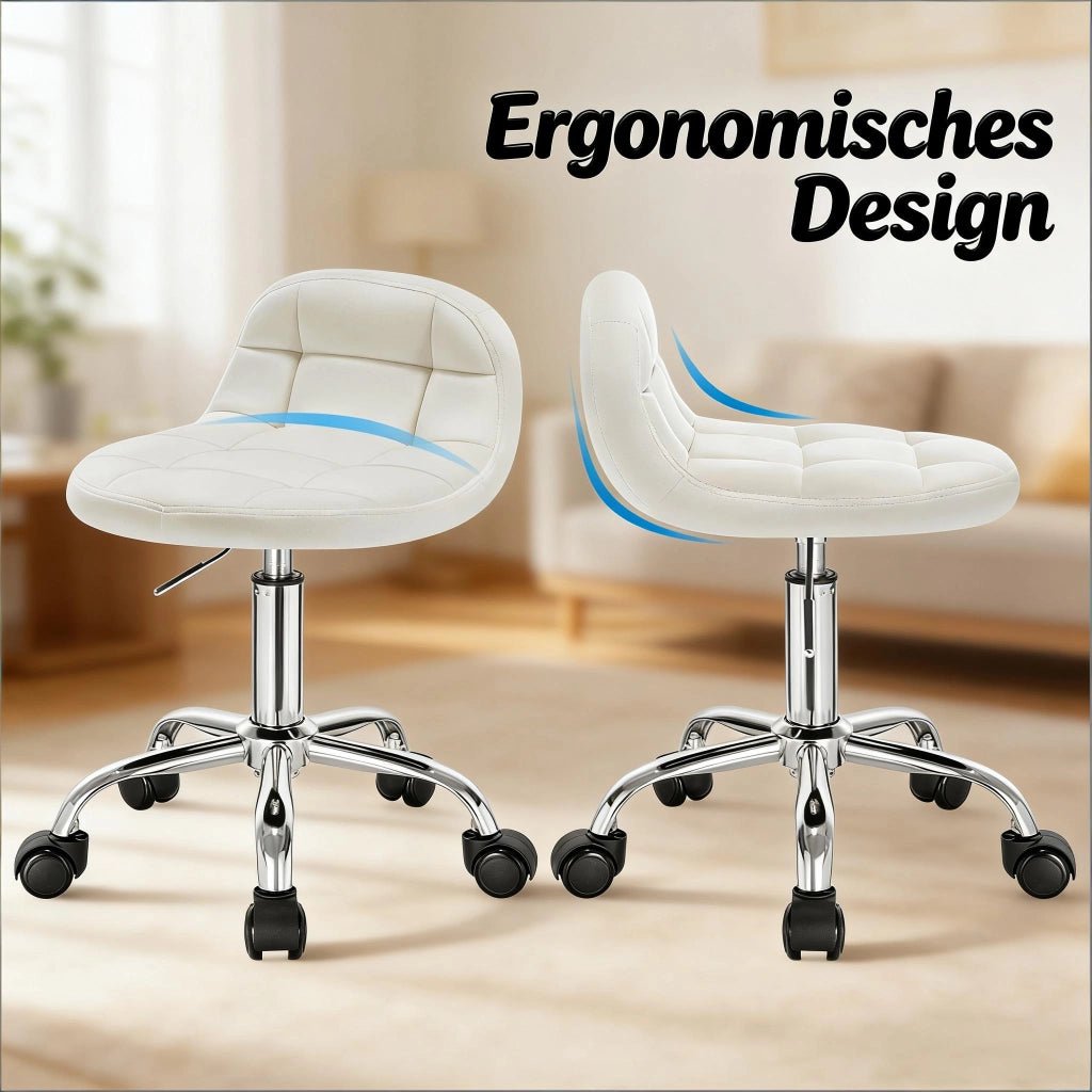 SEDIA da ufficio girevole regolabile 56,5-68 cm in velluto bianco crema
