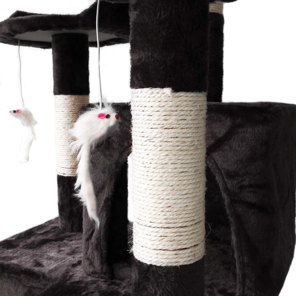 Albero tiragraffi nero 170 cm con piattaforme, cuccette e scale