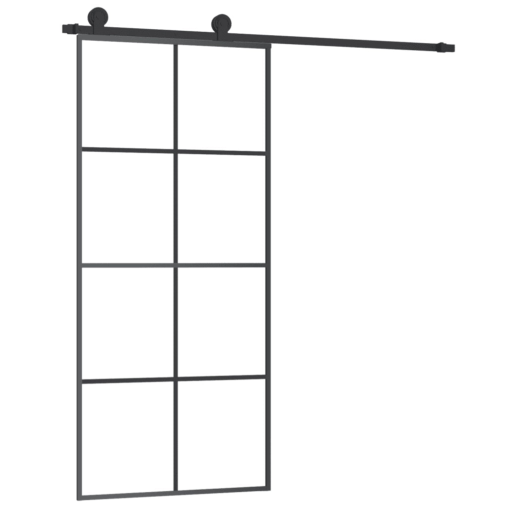 Porta Scorrevole con Ferramenta 90x205cm Vetro ESG Alluminio