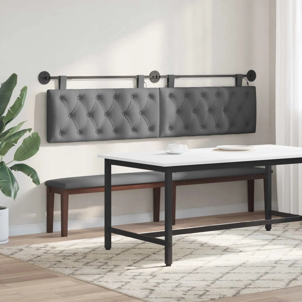 Testiera sospesa Con luce LED Grigio Scuro Tessuto