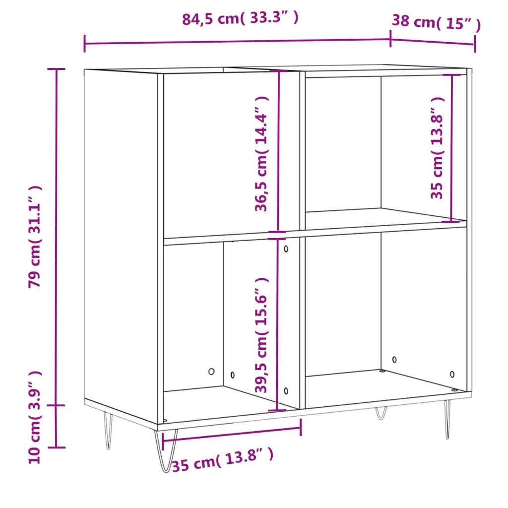 Mobile Porta Dischi Rovere Fumo 84,5x38x89 cm Legno Multistrato