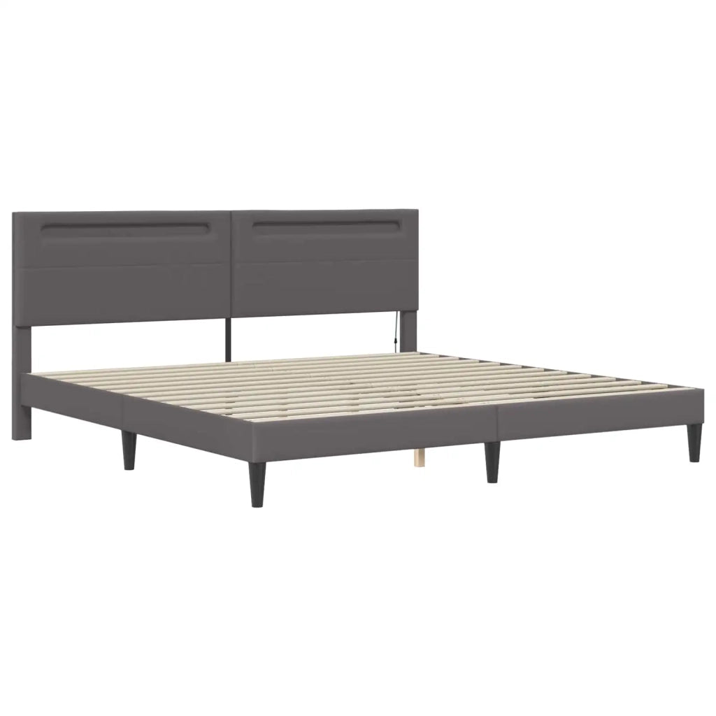 Struttura del letto con testiera Grigio 200 x 200 cm Similpelle