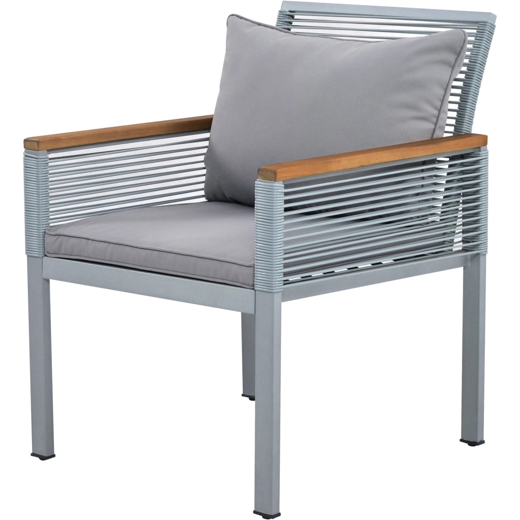 Set Divano da Giardino con Cuscini, 2 Poltrone e Tavolino ¨C MINIMAL ¨C Polyrattan, Grigio