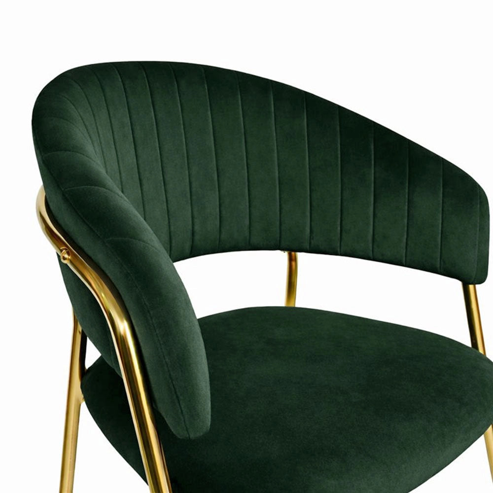Sedie da sala da pranzo set da 4 Aurelia con schienale in velluto verde