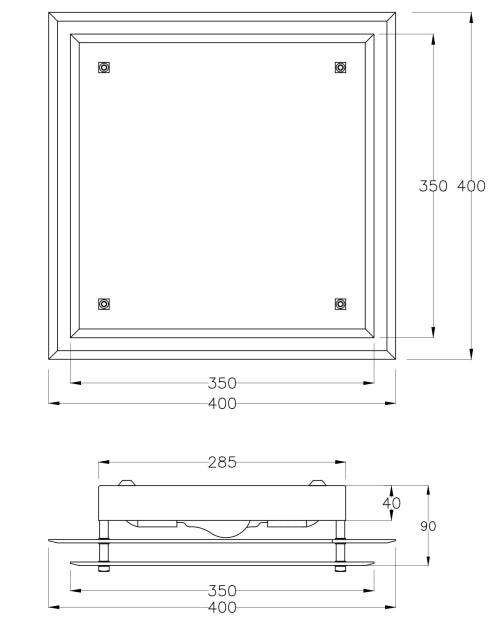 Maggie Plafoniera quadrata in metallo e vetro bianco per illuminazione d'interni, compatibile Smart Luce, attacco E27 2x 60W, 400x400x90mm