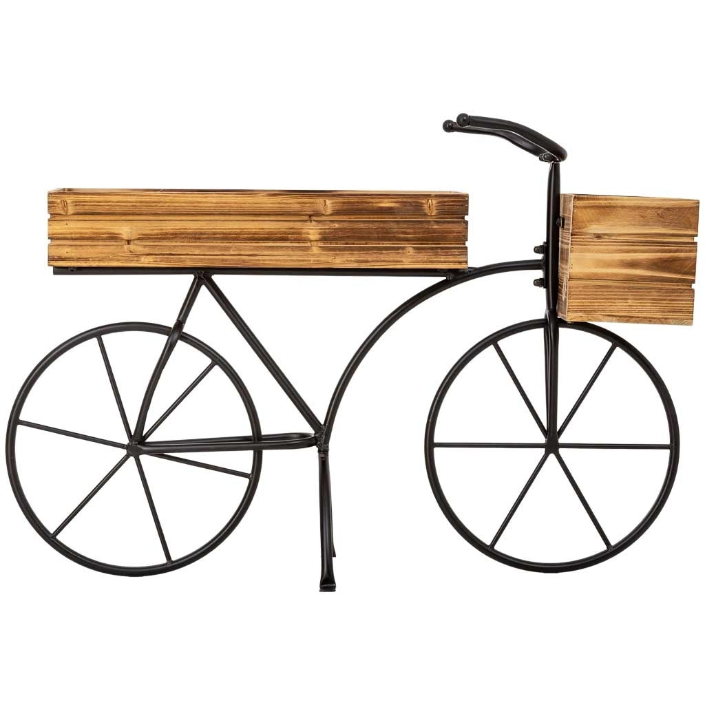 Carrello fioriera legno marrone 104x28x68.5h cm