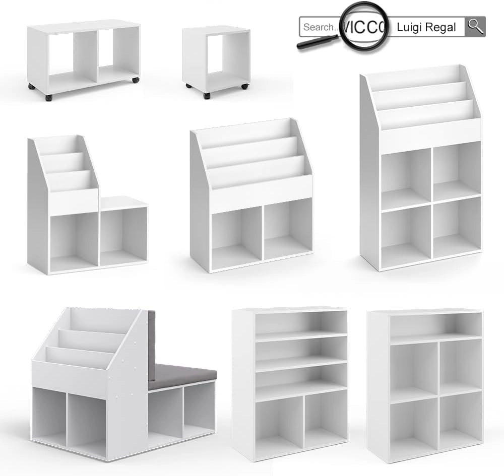 Libreria bambini Luigi, Bianco, 72 x 90.2 cm 2 scomparti, combinabile per riporre giocattoli e libri