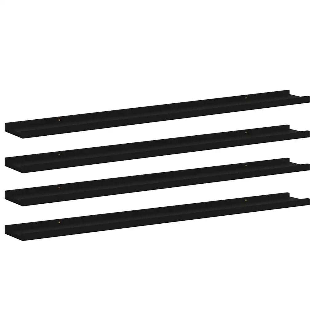 4 pz Mensole da Parete | Scaffali a Parete | Ripiano a parete Nere 100x9x3 cm