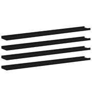 4 pz Mensole da Parete | Scaffali a Parete | Ripiano a parete Nere 100x9x3 cm