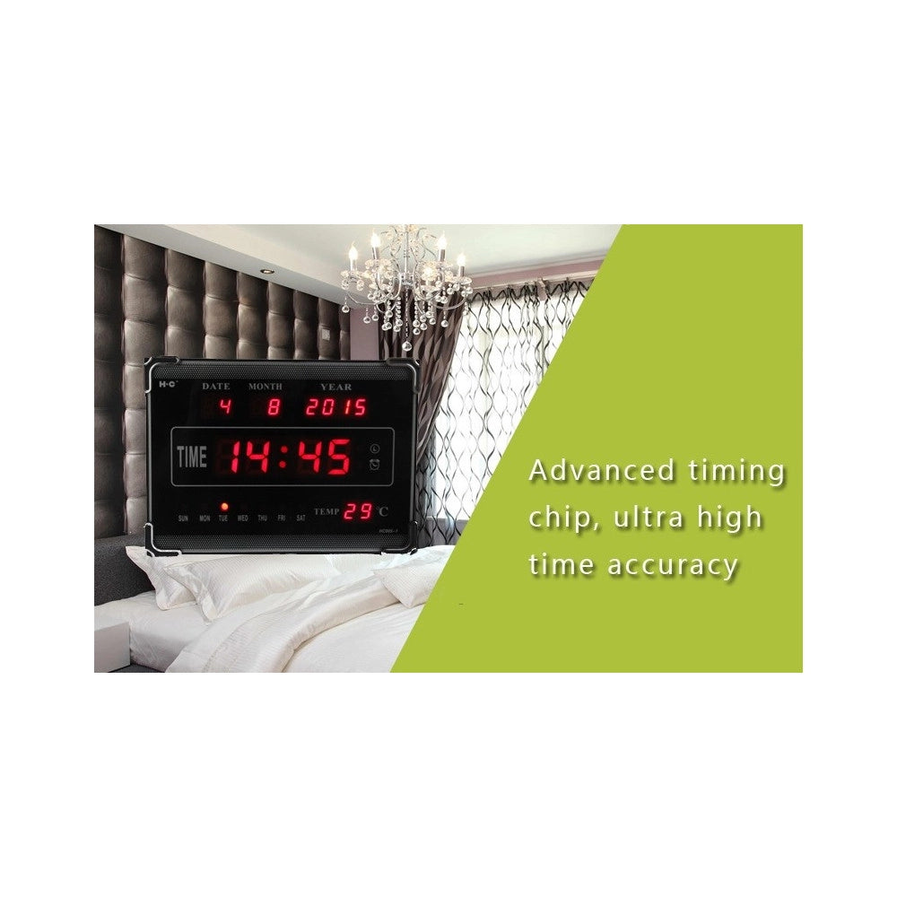 Trade Shop - Orologio Digitale A Led Con Datario Temperatura Orario Sveglia A Parete Muro -