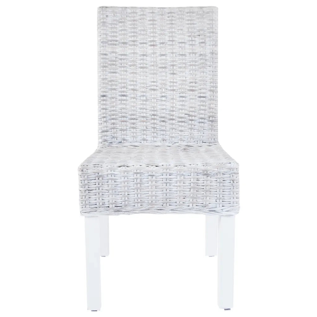Sedie da Pranzo 2 pz Marrone Chiaro in Rattan Kubu e Mogano 246654