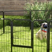 Recinto per Cani a 8 Pezzi Modulabili per Interno ed Esterno, in Acciaio , 80x60 cm, Nero