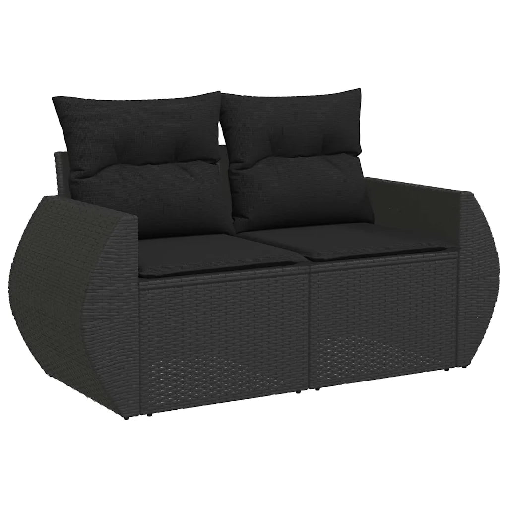 Set Divani da Giardino 5 pz con Cuscini in Polyrattan Nero 3327254