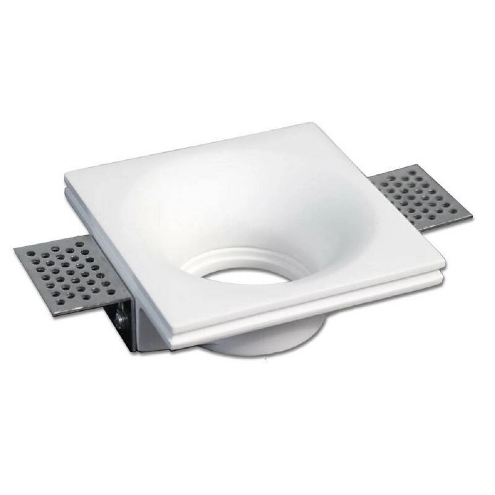 Trade Shop - Portafaretto Incasso Gesso Scomparsa Quadrato Verniciabile Supporto Faretti Gs14 -