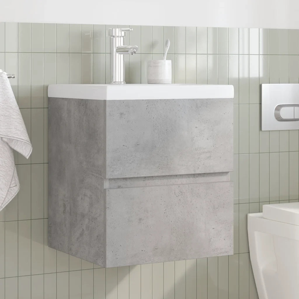 Set Mobili da Bagno 2 pz Grigio Cemento in Legno Multistrato 3324913