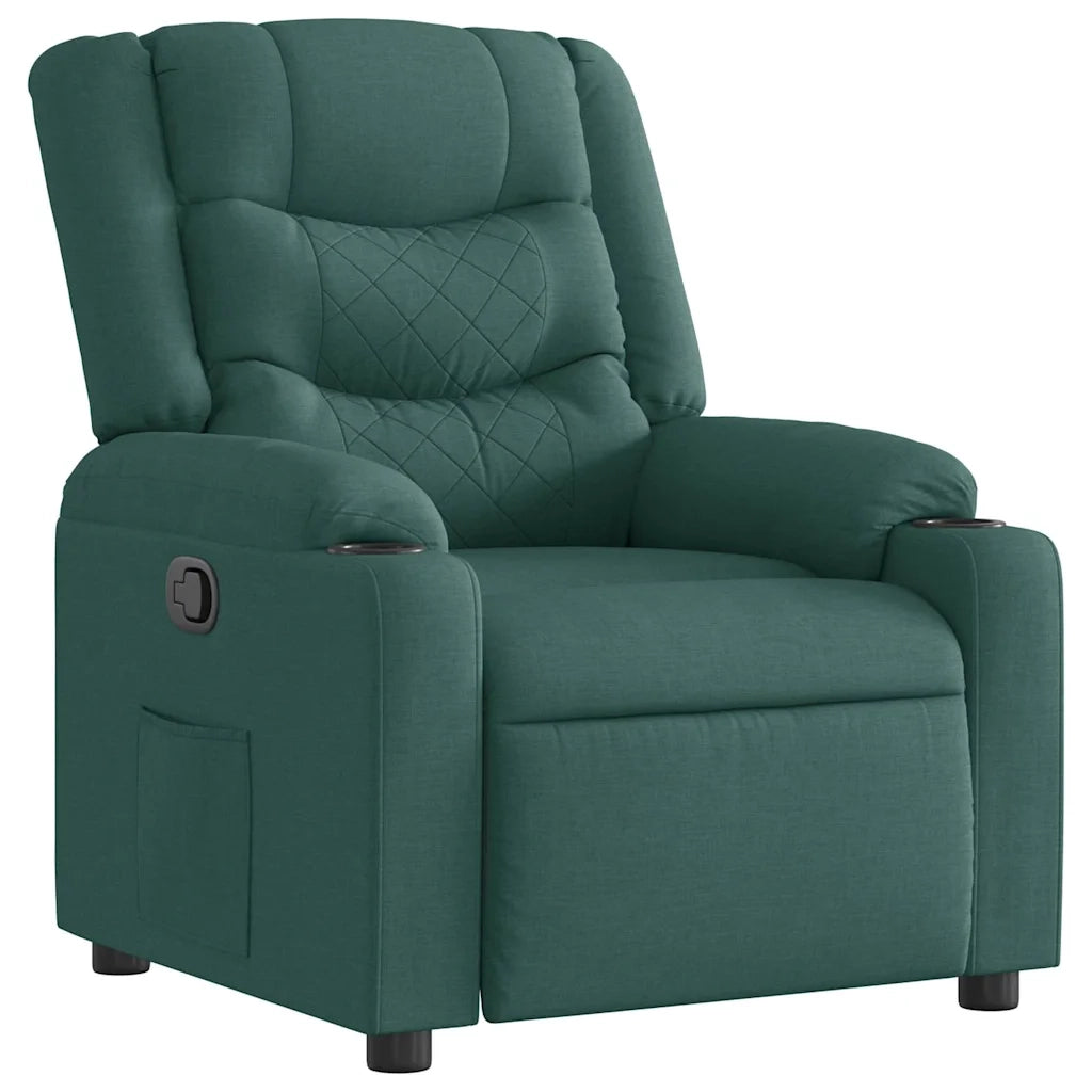 Divano Sedia-Poltrona Reclinabile in Tessuto Verde Scuro 174495
