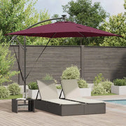 Ombrellone con strisce LED-Ombrello da giardino Rosso Bordeaux 249 x 249 x 250 cm