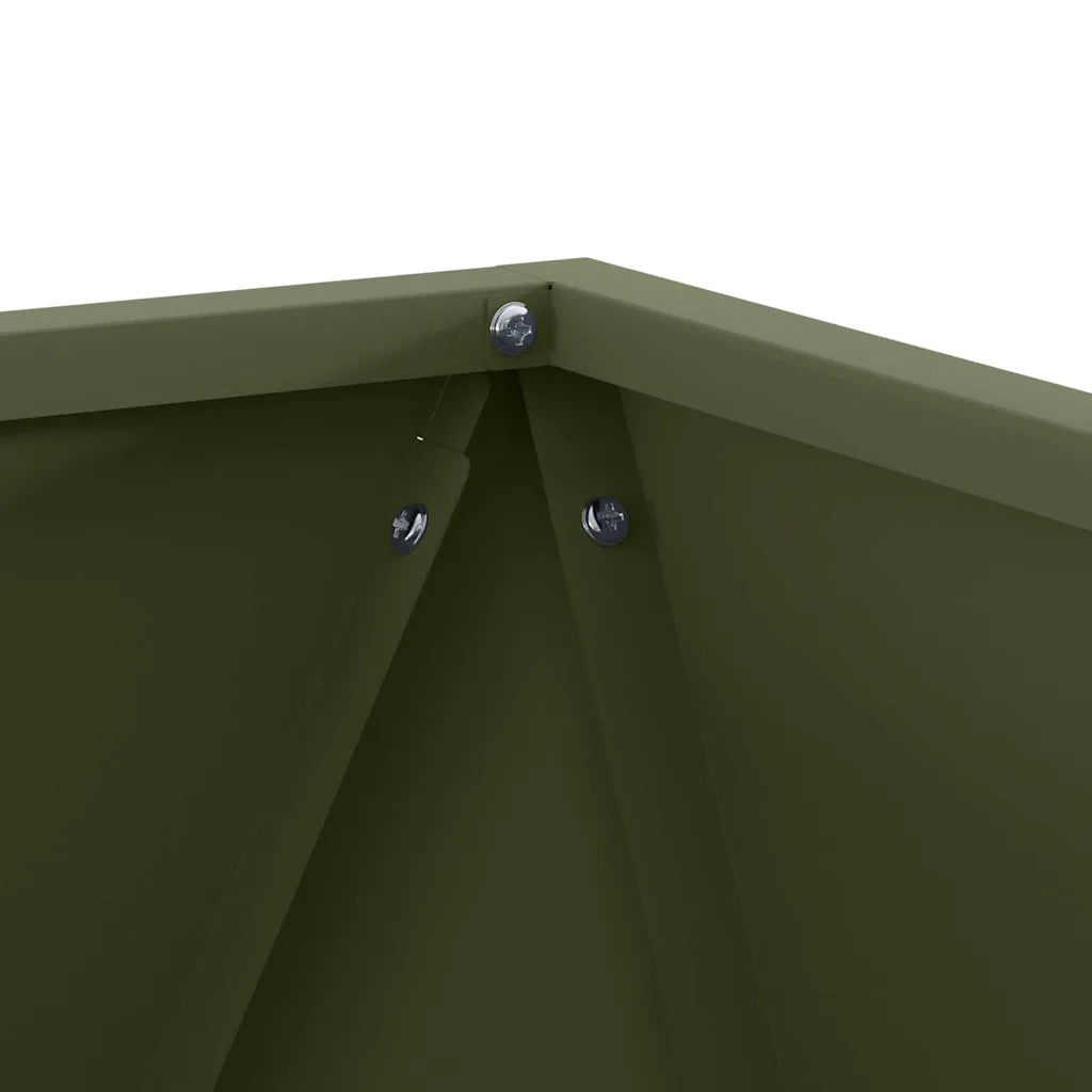 Fioriera 2 pz-Set di 2 Vaso-Contenitore per Piante Verde oliva 50 x 50 x 50 cm Acciaio