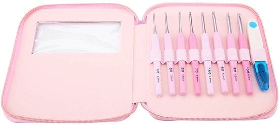 Set di ago per cucire 9 pezzi - Ergonomico - Manico morbido - Colori vari - Inclusa forbici - Tasca in PU per protezione - Set di ago