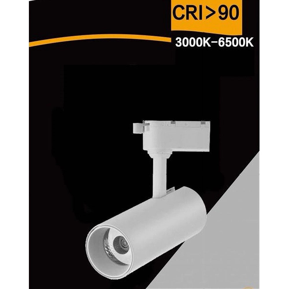 Trade Shop - Lampada Faretto Led Per Binario Monofase 30w Luce Cct Ip20 Bianco Nero Sl-30w-3c -