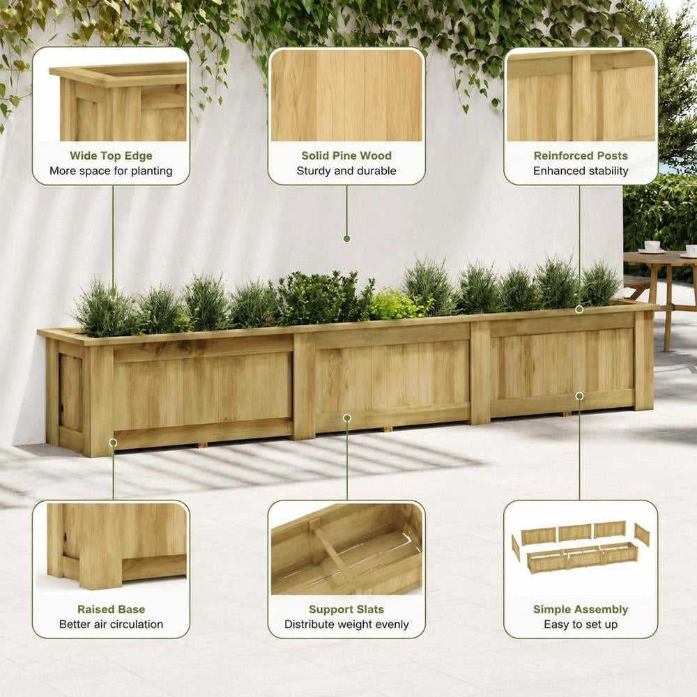 Raised Bed 291 X 50 X 50 Cm Impregnated Pinewood