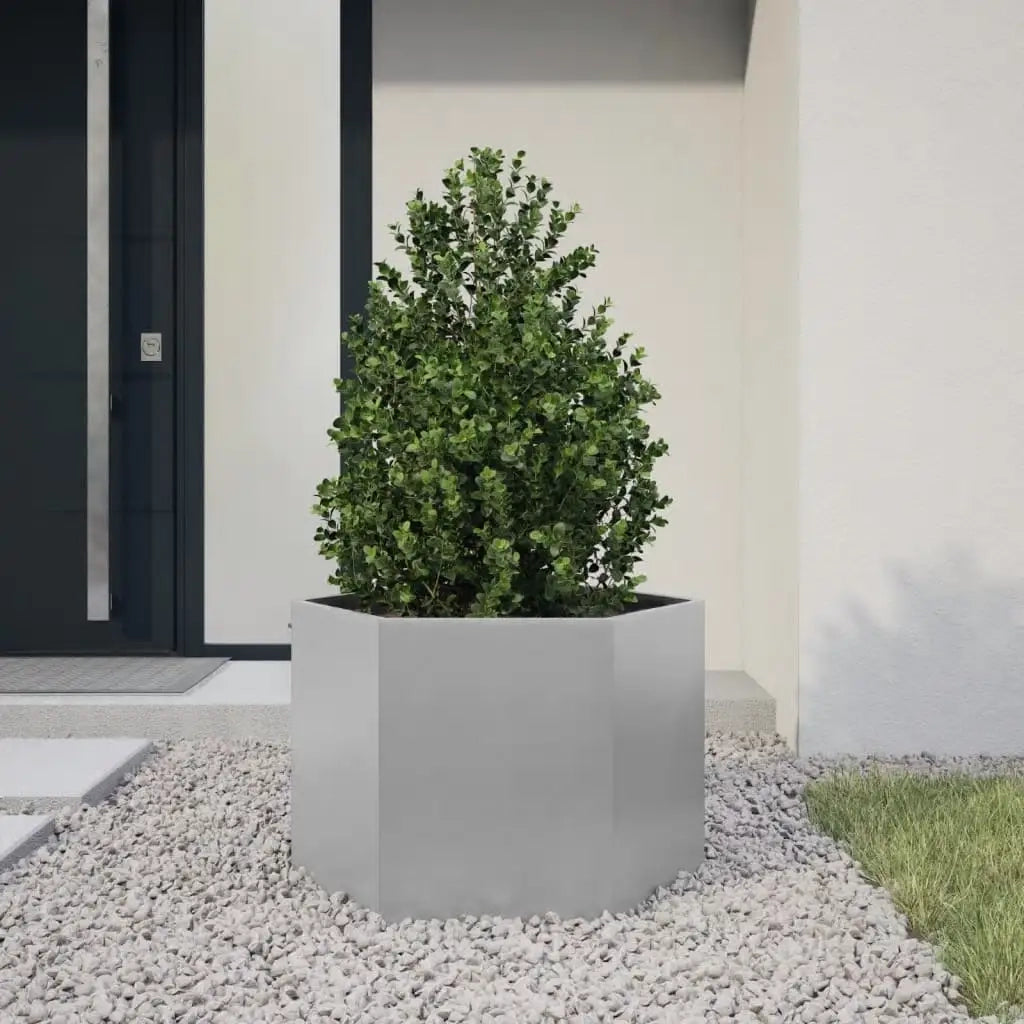 Fioriera Esagono-Vaso da Esterno-Contenitore per Piante 69x60x45 cm in Acciaio Zincato
