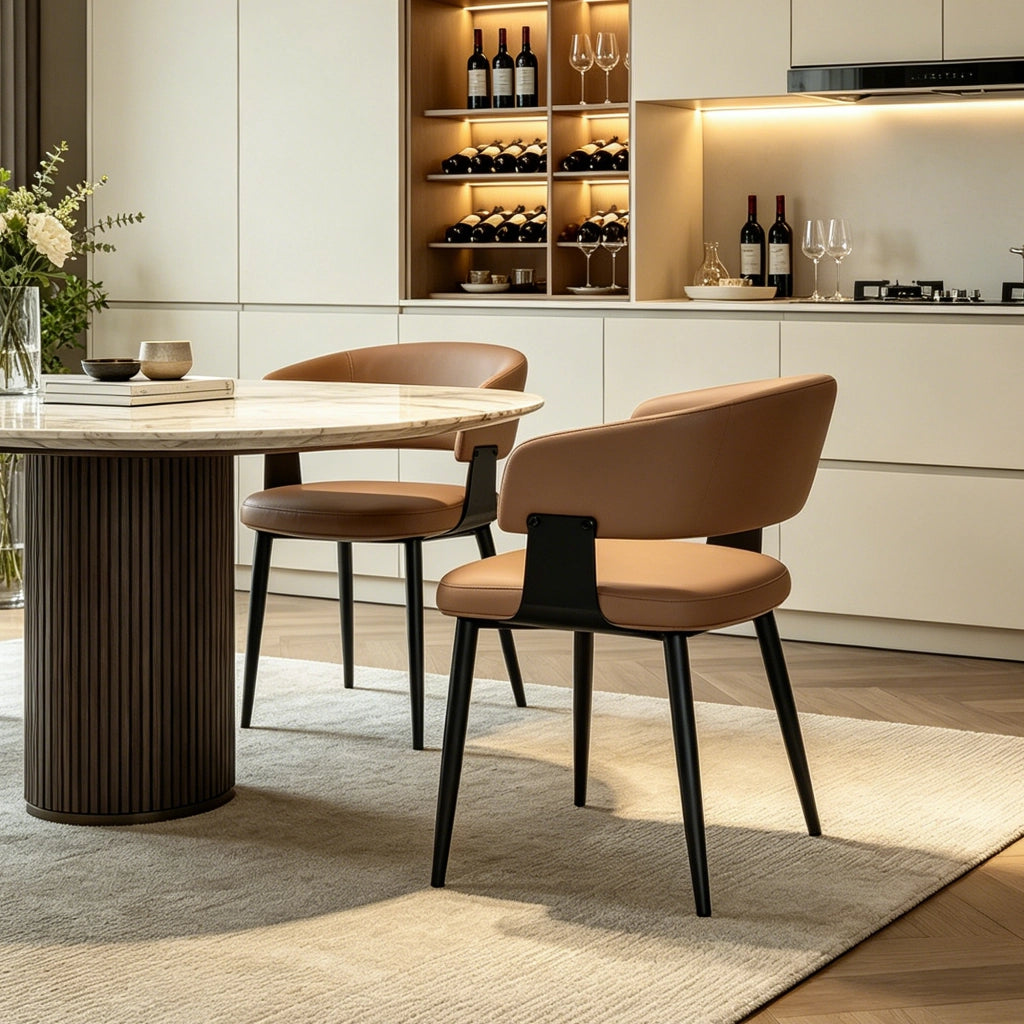 SEDIA Ergonomica con braccioli in PU Marrone