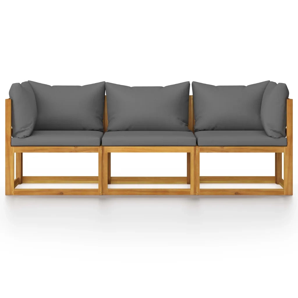 Divano da Giardino a 3 Posti-Sofa da giardino con Cuscino in Legno di Acacia