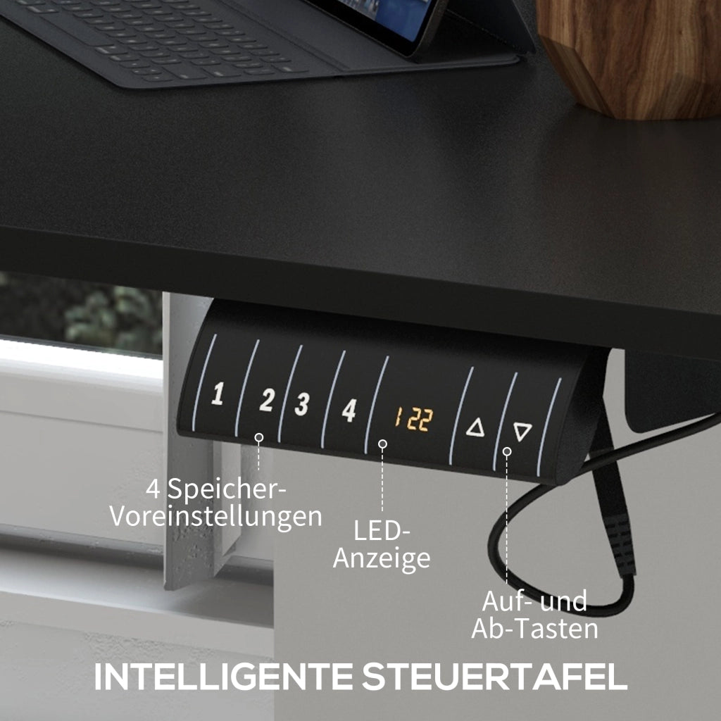 Scrivania lineare elettrica con 4 memorie, anti-collisione e surriscaldamento, per ufficio, 140 × 70 × 72-116 cm