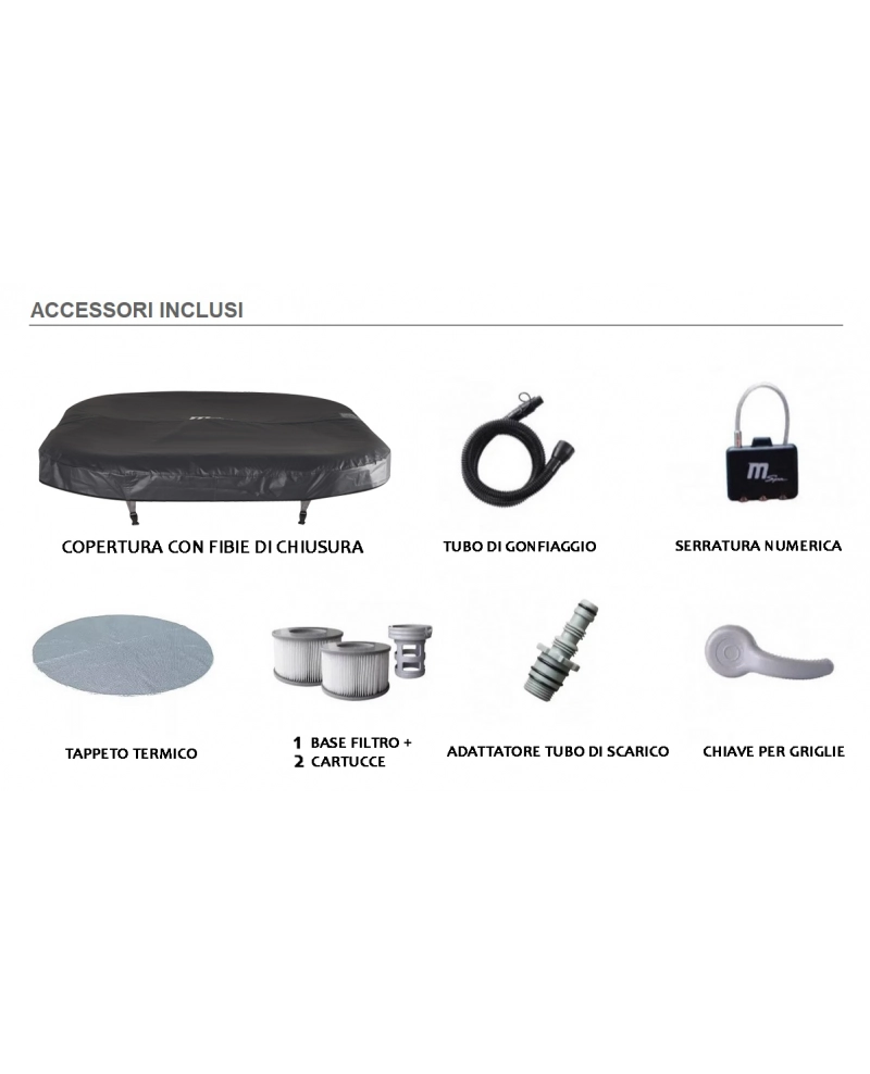 Minipiscina SPA idromassaggio gonfiabile da esterno o interno 185cm accessoriata Mspa Tekapo