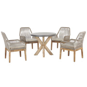 Set da Giardino Tavolo Rotondo in Cemento e 4 Sedie Beige chiaro stile moderno